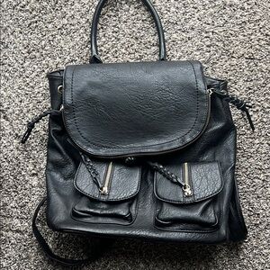Sole Society Black Leather Backpack